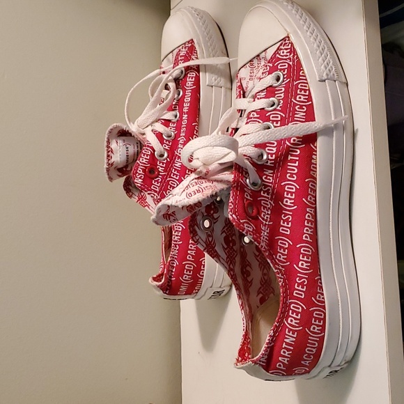 Vintage Converse Product Red low tops. Women's 8 Men's 6 - Picture 3 of 9